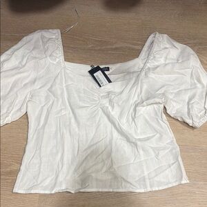 Nasty Gal White Ruched Crop Blouse